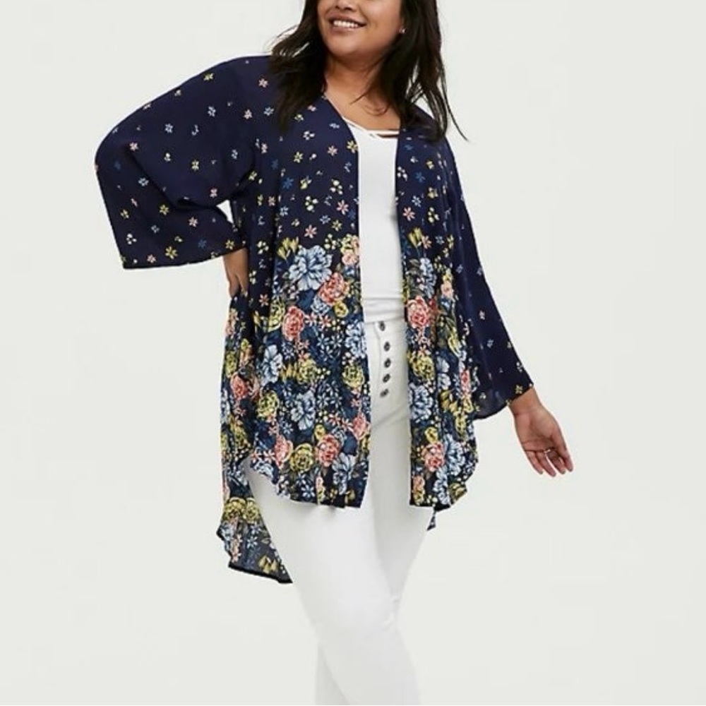 Torrid Blue Floral Kimono